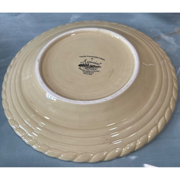 Artimino Tuscan Countryside CREAM Plates Embossed rope and Ring About Ten Inches - Picture 6 of 8